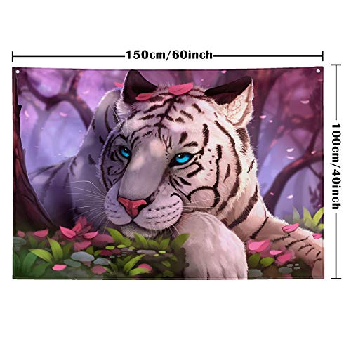 Purple Forest White Tiger Tapestry Art Home Decor Wall Hanging Living room Dorm