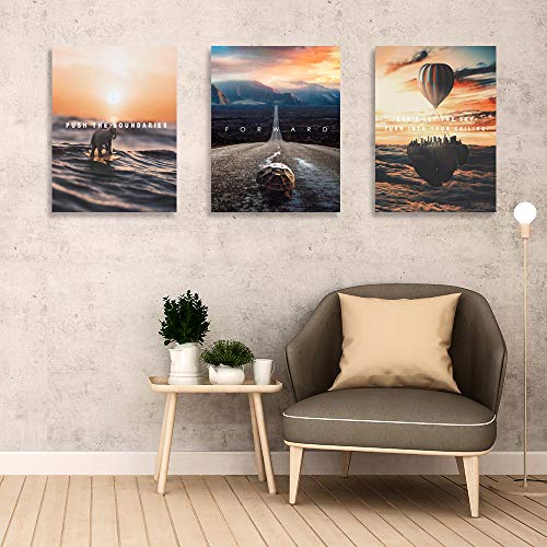 3 Piece Framed Inspirational Success Wall Canvas art Decor