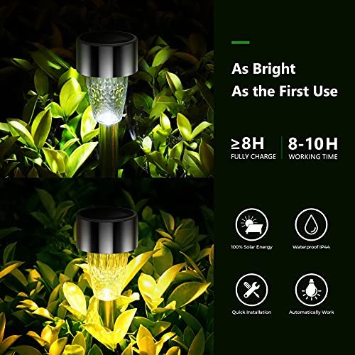 12Pack Garden Solar Lights Decorative, 8H Waterproof, Anti-Deform Stainless Steel