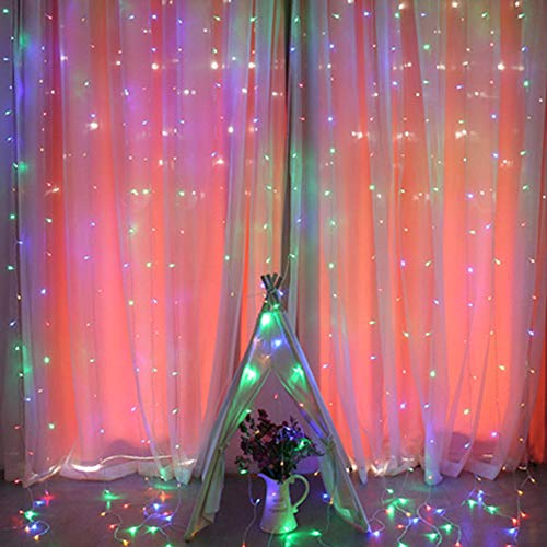 300 LED 8 Lighting Modes Fairy Copper Window Curtain String Lights with Remote