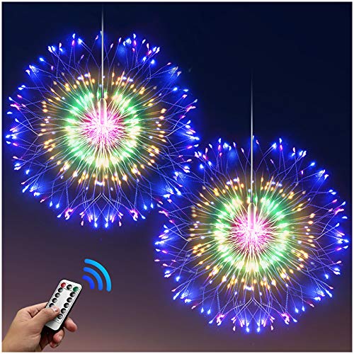 2 Firework Lights Starburst Christmas Lights 200 LED Copper Wire Battery Operated