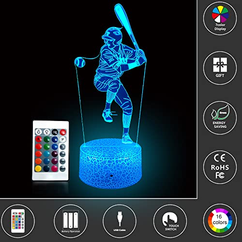 Basketball/Baseball Night Lights 16 Colors Change w/ Remote Control Optical Illusion Bedside Lamps