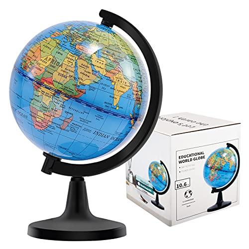 World Globe for Kids Learning, Educational Rotating World Map Globes Mini Size