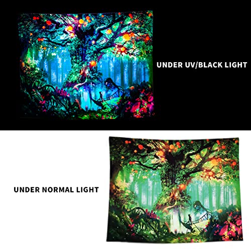 Glow in the Dark- UV Reactive Tree of Life Tapestry Wall Decor
