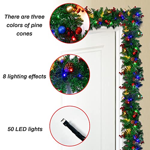 9ft Christmas Decorations Garland with 50 Lights