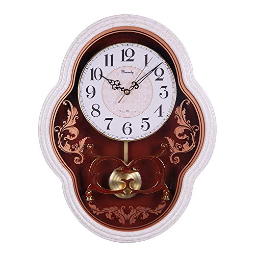 19 inch Vintage/Retro Wall Clock,w/ Pendulum，Silent Grandfather-Battery Operated