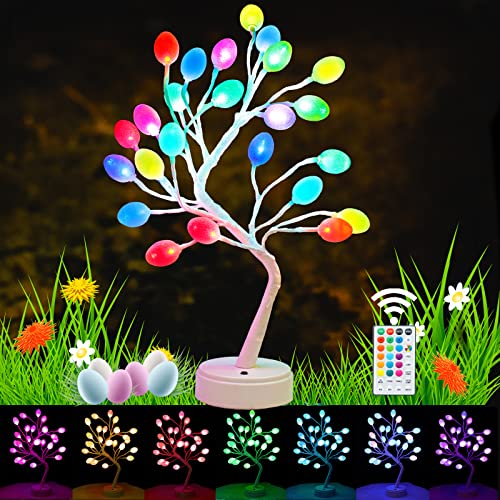 Easter Lighted Tree Decoration w/ 24pcs Colorful Easter Egg Ornaments