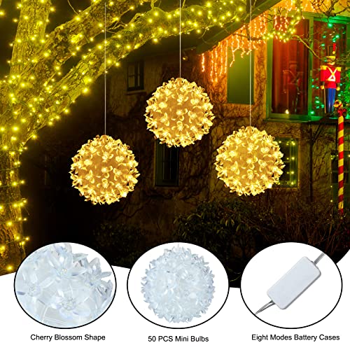 4 Pieces 4.3 Inch Christmas Sphere Light -Warm White