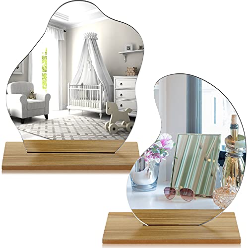 2 Pack Aesthetic Acrylic Makeup Mirror for Desk  w/ Stand