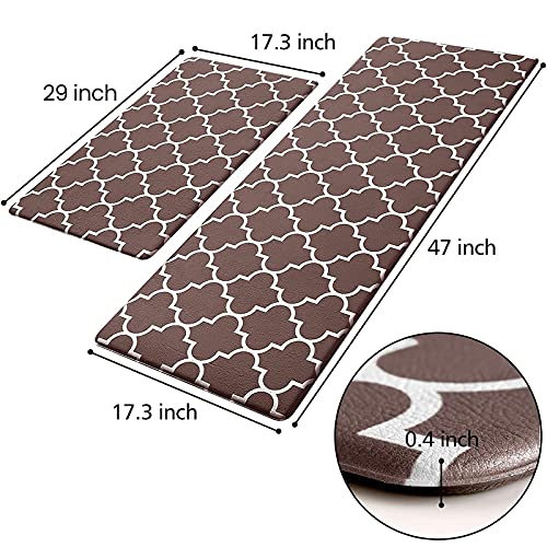 [2 PCS] Cushioned Anti-Fatigue Kitchen Rug, Waterproof Non-Slip