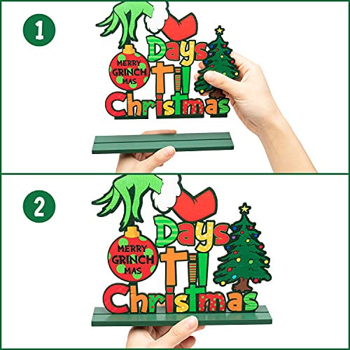 3 Pcs Green Grinch Christmas Monster Wooden Table Decorations