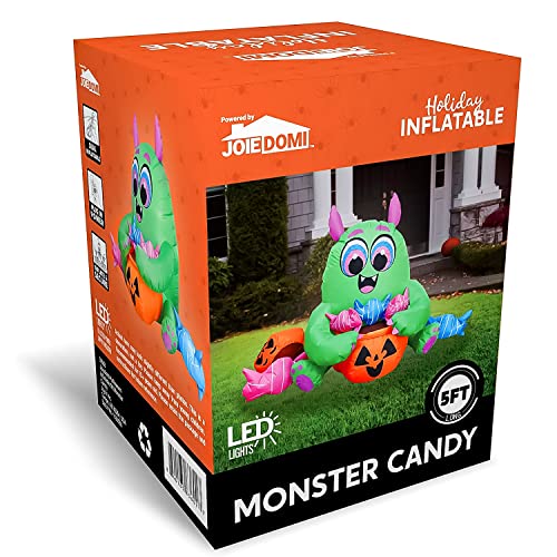 5 FT Long Halloween Inflatable Monster Candy w/ Pumpkin