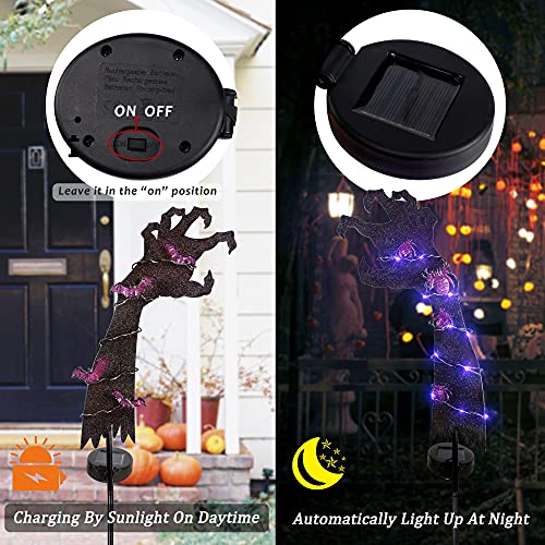 2 Sets Solar Halloween Ghost Hand Yard Decorations