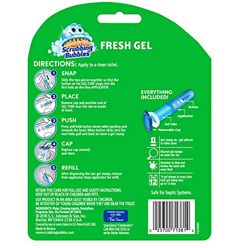 Toilet Bowl Cleaning Gel Starter Kit, Includes Dispenser and Gel, Glade Rainshower Scent, 6 Stamps