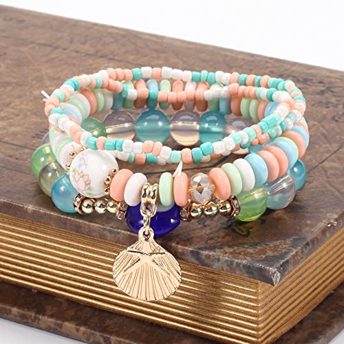 4/2 Sets Bohemia Evil Eye Beads Bracelets for Women