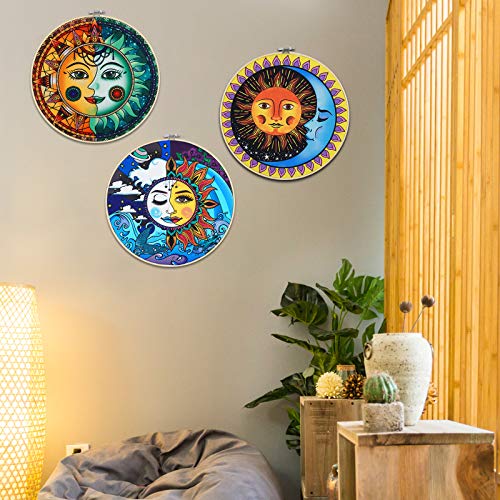 Pack of 3 Sun and Moon Wall Art Decoration with Frame