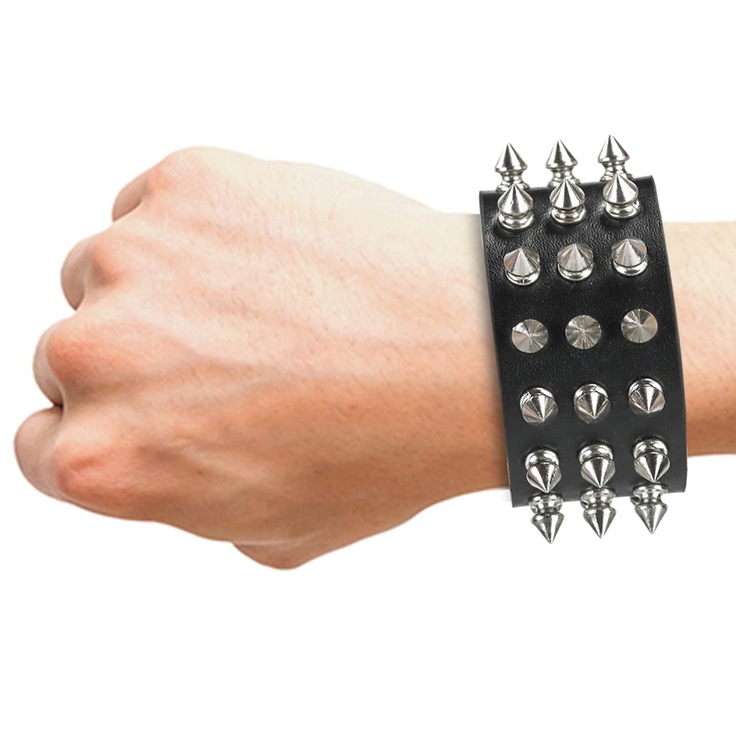 Skeleton Punk Leather Spike Bracelet for Men/Women