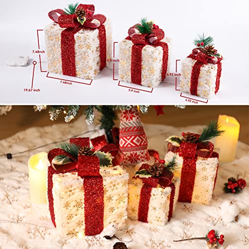 Set of 3 Christmas Lighted Gift Boxes