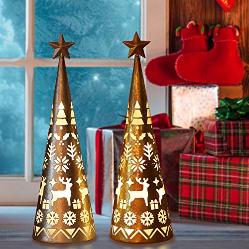 11.6 Inch Lighted Star Cone Tree for Christmas Decorations