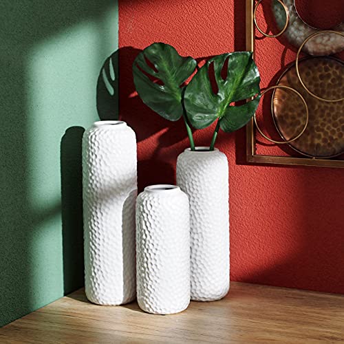 Set of 3 Ceramic Vase -Tall 12 Inch Medium 10 Inch Short 8 Inch High