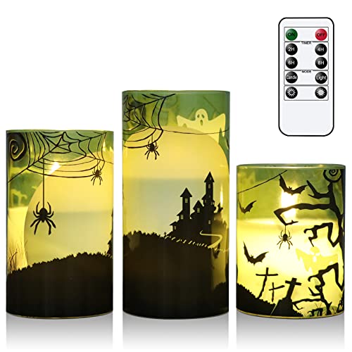 Halloween Flameless Flickering LED Candles with 6-Hour Timer