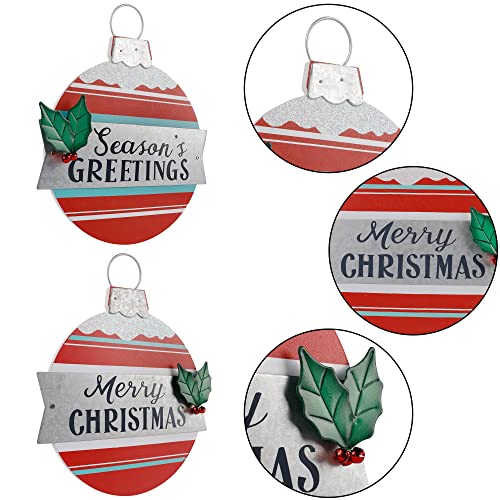 Set of 2 Merry Christmas Signs, 9.6 Inch Christmas Hanging Ornaments