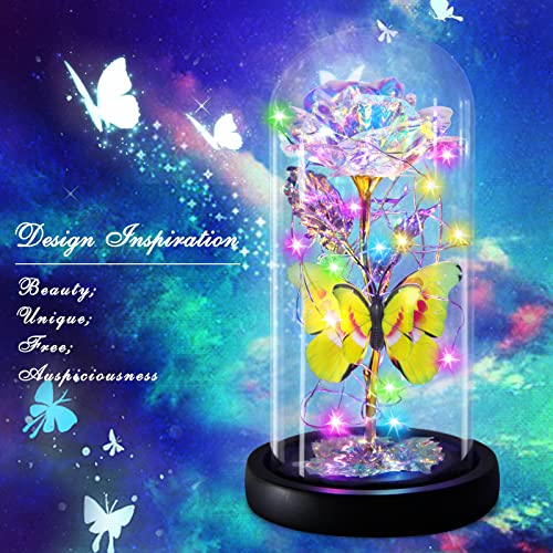 I Love You Mom Galaxy Roses Gifts in Glass Dome for Mothers Day/Birthday