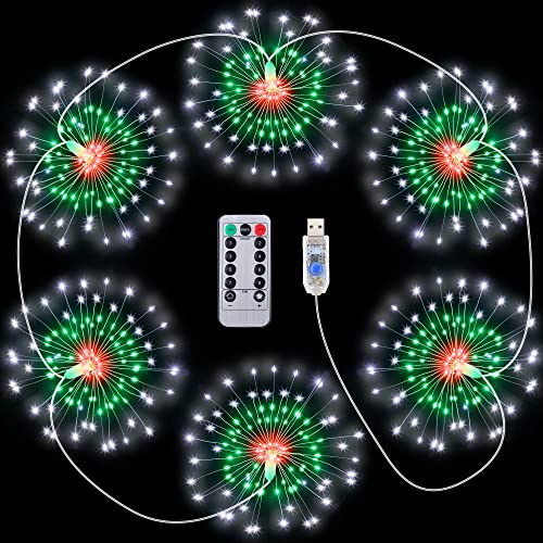 6 Pcs Christmas Starburst Firework String Lights, 360 LEDs Sphere Hanging Lights