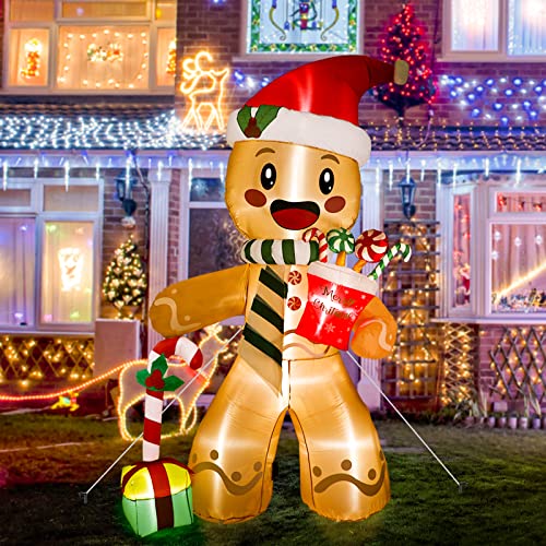 8ft Christmas Inflatables Gingerbread Man w/ LEDs