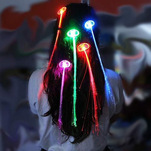 12 Light-Up Fiber Optic LED Hair Barrettes Party Favors