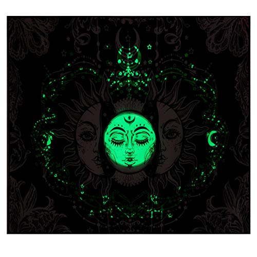 Glowing in The Dark Sun & Moon Tapestry 59.1X51.2 inches