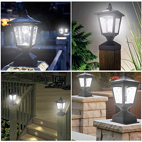 Solar Lamp Post Cap Lights for Wood Fence Posts Pathway, Deck, Pack of 2