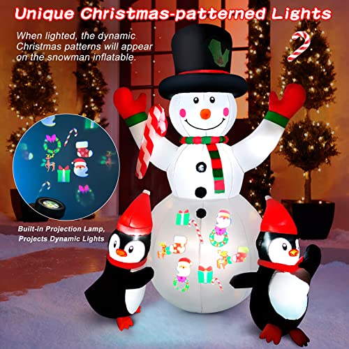 6FT Christmas Inflatables Snowman & Penguins w/ Colorful Rotating Lights