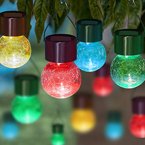 8 Pack Solar Hanging Christmas Ball Lights w/ Umbrella Clips