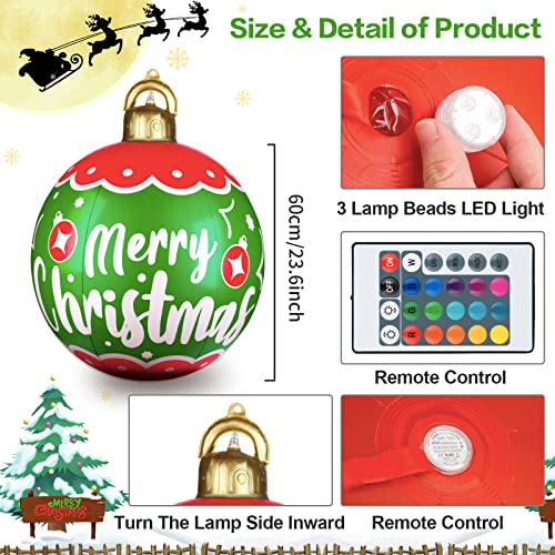 25 inch Light Up PVC Inflatable Christmas Ball Decoration