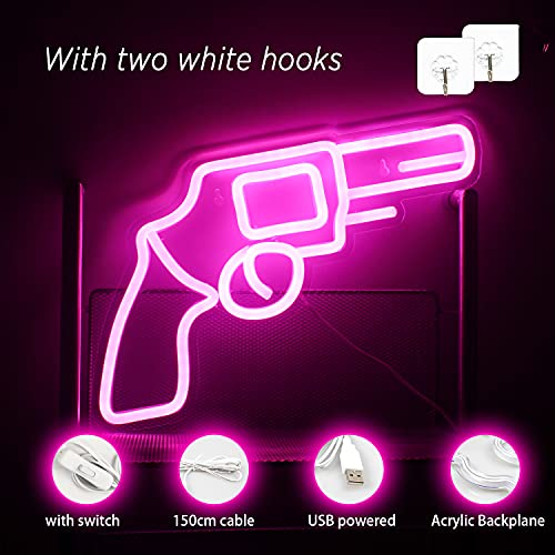 Cool  LED Neon Light Sign Pistol Pink for Wall Decoration