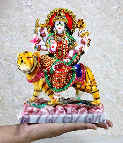 Hindu Goddess Ma Durga; MATA Rani Idol Statue Murti for Home Temple (10")