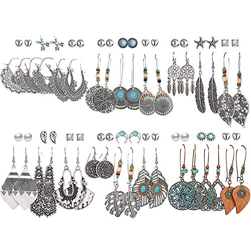 36 Pairs Fashion Vintage Drop Dangle Earrings Set for Women