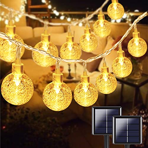 Super-Long 2-Pack 92FT 160 LED Crystal Globe Solar String Lights