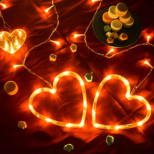 Valentine's Day Heart-Shaped LED Curtain String Lights,138 LED Connectable 8 Flashing Modes