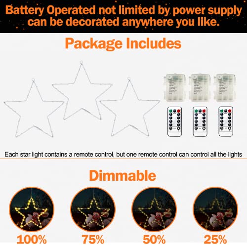 Christmas Window Lights 3 Pack Battery Operated
