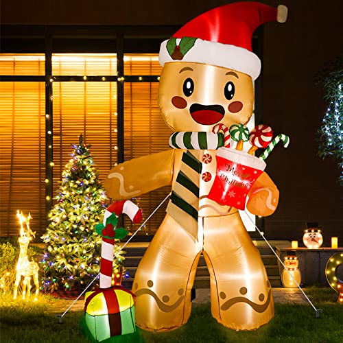 8ft Christmas Inflatables Gingerbread Man w/ LEDs