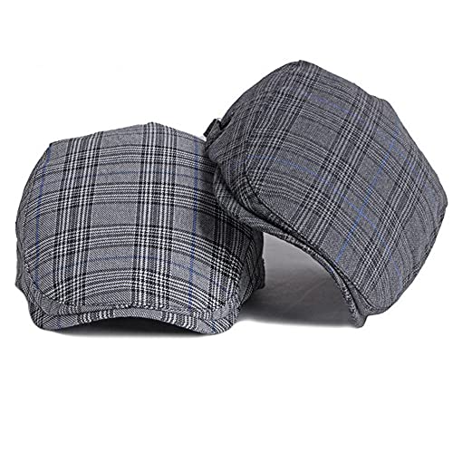 2 Pack Men's Cotton Flat Cap Ivy Gatsby Newsboy Hat (M)