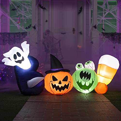 6 FT Long Halloween Inflatable Boo Words w/ LEDs