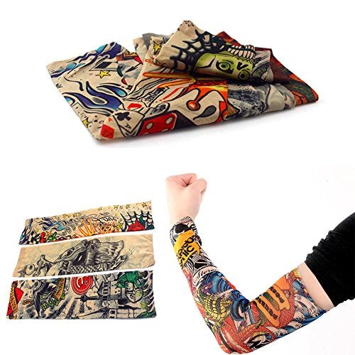 10 Pack Cool Body Arts Fake Temporary Tattoo Arm Sleeves,