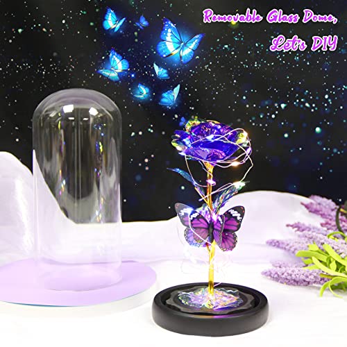I Love You Mom Galaxy Roses Gifts in Glass Dome for Mothers Day/Birthday