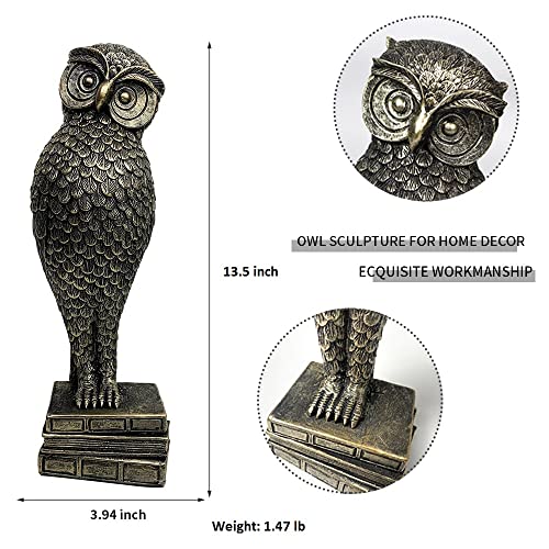 13.5" Bronze  Owl Statue Home Decoration Accent