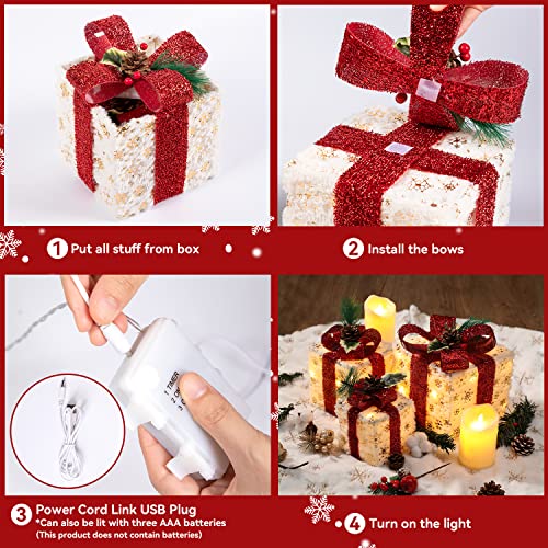 Set of 3 Christmas Lighted Gift Boxes