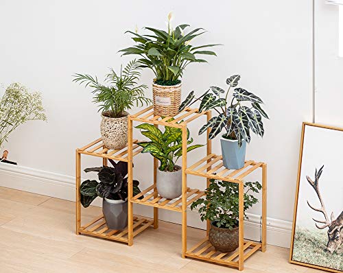 Bamboo 6 Tier Plant Stand Rack Multiple Flower Pot Holder