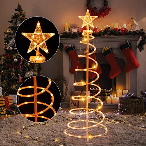 4Ft Spiral Christmas Tree Lights Decoration, 16 Color LED w/ Timer & Remote